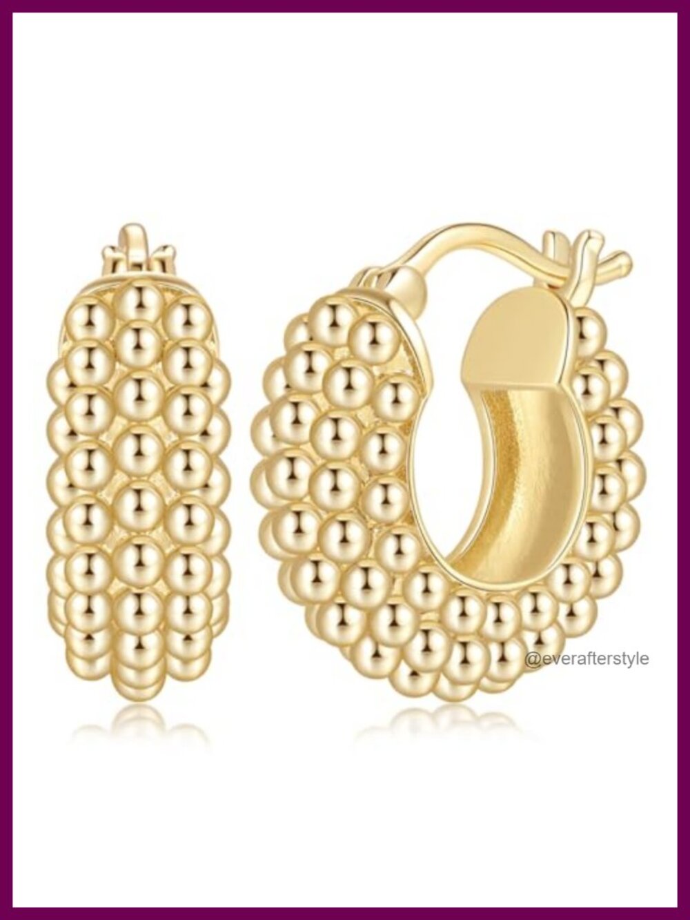 14K Gold Plated Hoop Earrings for Women 19mm Latch Back